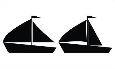 boat silhouette set isolated on white background