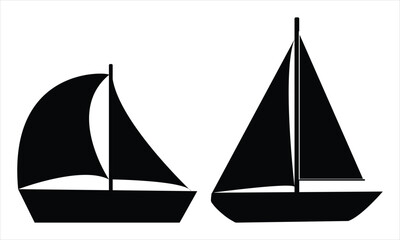 silhouette of a sailboat set on a white background