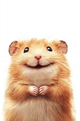 Obraz premium Happy hamster posing, white background, pet, cheerful