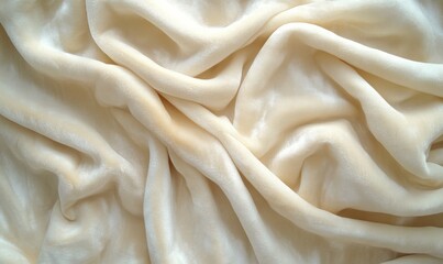 Obraz premium Soft, creamy beige fabric with draped folds and subtle texture.
