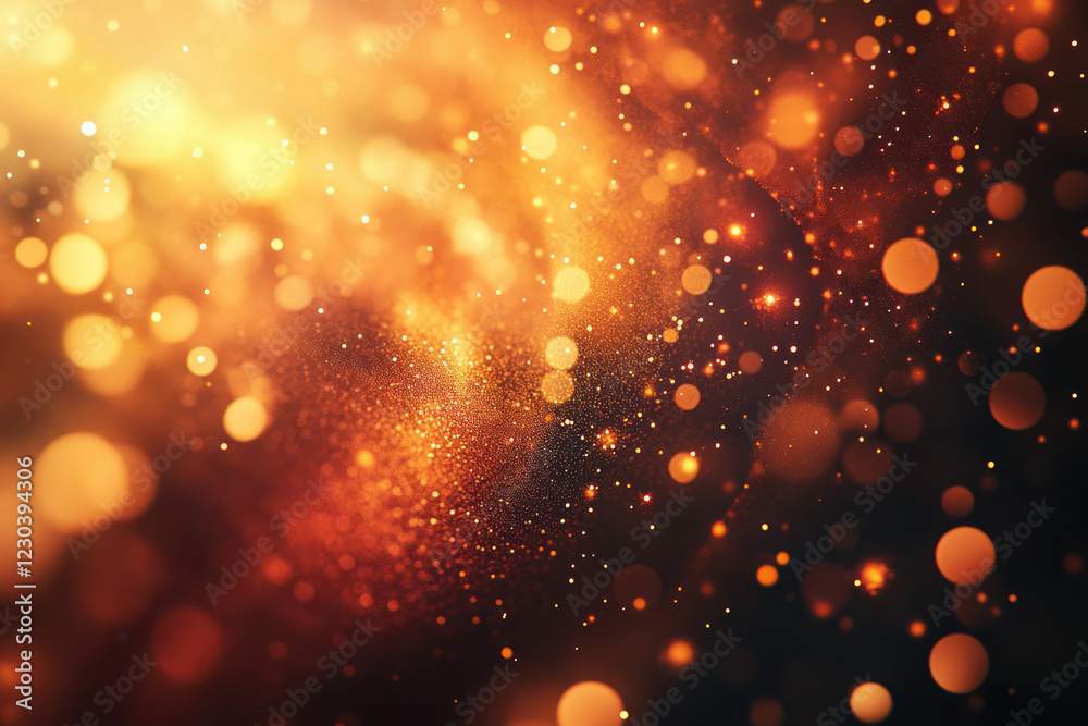 Aufkleber Abstract background with warm, golden bokeh lights and glittering particles, creating a festive and magical ambiance.
