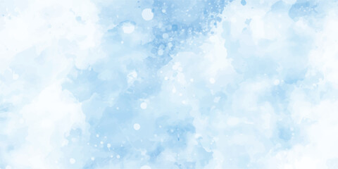Defocused and blurry wet ink effect sky blue color watercolor background, blurred and grainy Blue powder explosion on white background, Classic hand painted Blue watercolor background for design.
