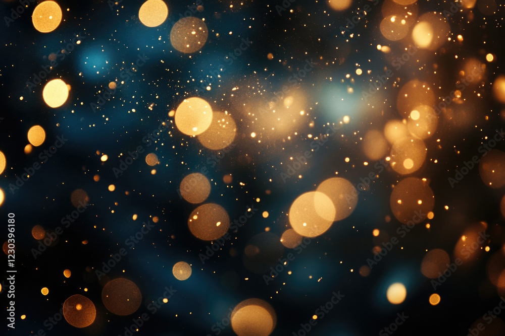 Leinwandbilder abstract bokeh background with golden and blue lights, creating a festive and magical atmosphere.
