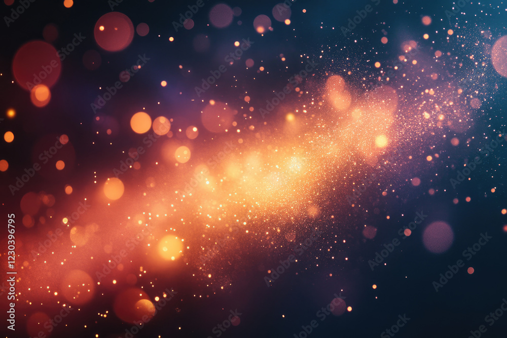 Aufkleber Abstract background with warm-toned bokeh and glittering particles, creating a magical, festive atmosphere.