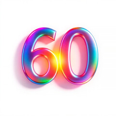 Obraz premium 3d pink colorful painting symbol sixty, 60, on colored background, isolated.
