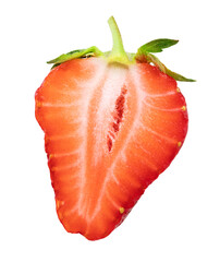 Half a strawberry isolated on white background
