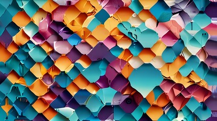 designs that are hexagonal and have gradients that gradually change color.,