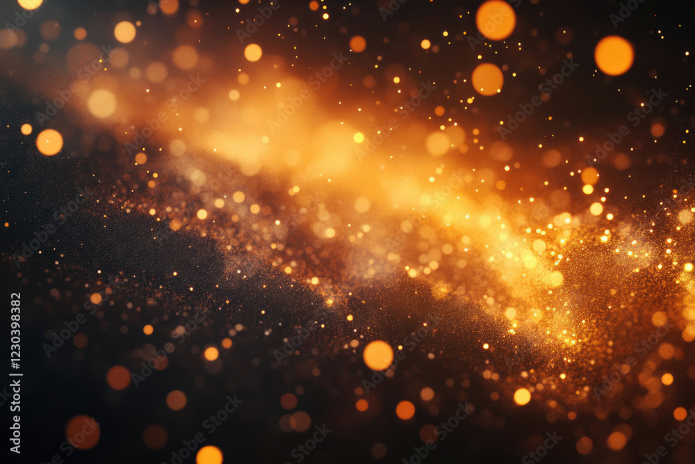 Aufkleber Abstract background with golden bokeh lights and particles, creating a magical and luxurious atmosphere.