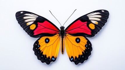 Fototapeta premium Intricate Red and Orange Butterfly With Detailed Wing Pattern