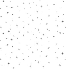 Silver Star Pattern on  Background gradient a white background. The stars vary in size and design, with some appearing as simple dots while others have detailed, radiant spikes. The composition create