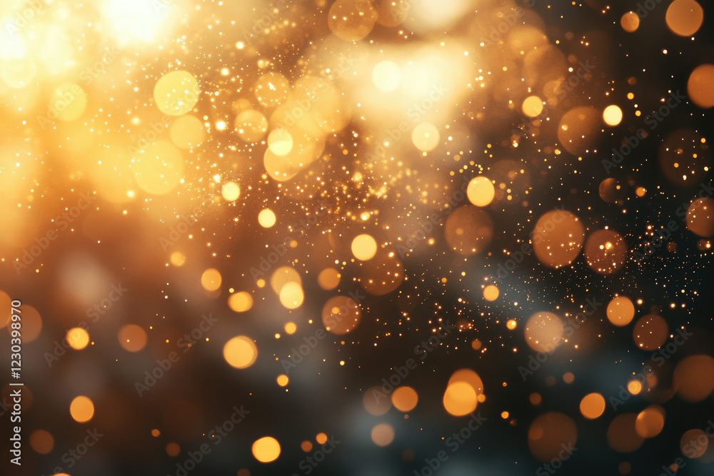 Aufkleber golden bokeh lights, sparkling and shimmering, create a magical, festive background.
