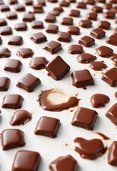 Fototapeta premium Shiny pool of milk chocolate on white background, joyful spread , childhood favorite