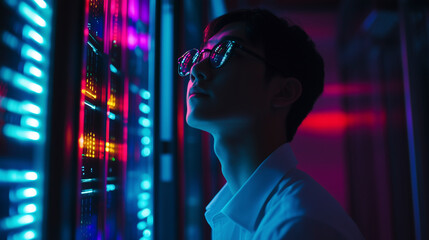  IT professional in server room 