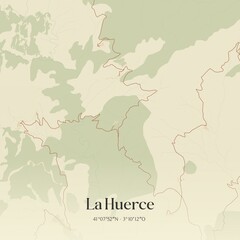 Obraz premium Retro Spanish map of La Huerce, Castilla-La Mancha. Vintage street map.