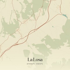 Fototapeta premium Retro Spanish map of La Losa, Castilla y Le�n. Vintage street map.
