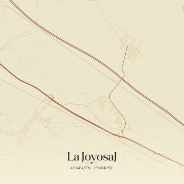 Retro Spanish map of La JoyosaJ, Arag�n. Vintage street map.