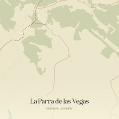 Obraz premium Retro Spanish map of La Parra de las Vegas, Castilla-La Mancha. Vintage street map.