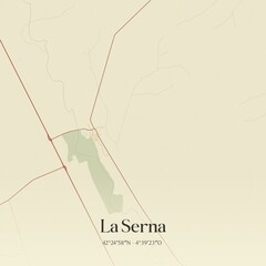 Retro Spanish map of La Serna, Castilla y Le�n. Vintage street map.