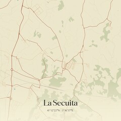 Retro Spanish map of La Secuita, Catalu�a. Vintage street map.