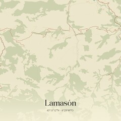 Retro Spanish map of Lamas�n, Cantabria. Vintage street map.