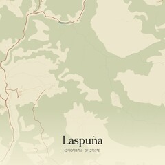 Obraz premium Retro Spanish map of Laspu�a, Arag�n. Vintage street map.