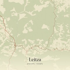 Retro Spanish map of Leitza, Comunidad Foral de Navarra. Vintage street map.