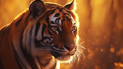 Majestic tiger sunset forest wildlife nature