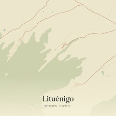 Fototapeta premium Retro Spanish map of Litu�nigo, Arag�n. Vintage street map.