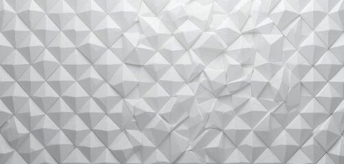 White geometric abstract background with a 3D polygonal pattern giving depth and texture to the...