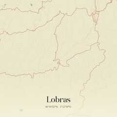 Retro Spanish map of Lobras, Andaluc�a. Vintage street map.