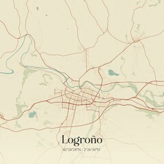 Obraz premium Retro Spanish map of Logro�o, La Rioja. Vintage street map.