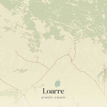 Retro Spanish map of Loarre, Arag�n. Vintage street map.