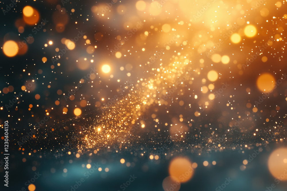 Leinwandbilder abstract background with golden bokeh lights and glitter, creating a magical, festive atmosphere.