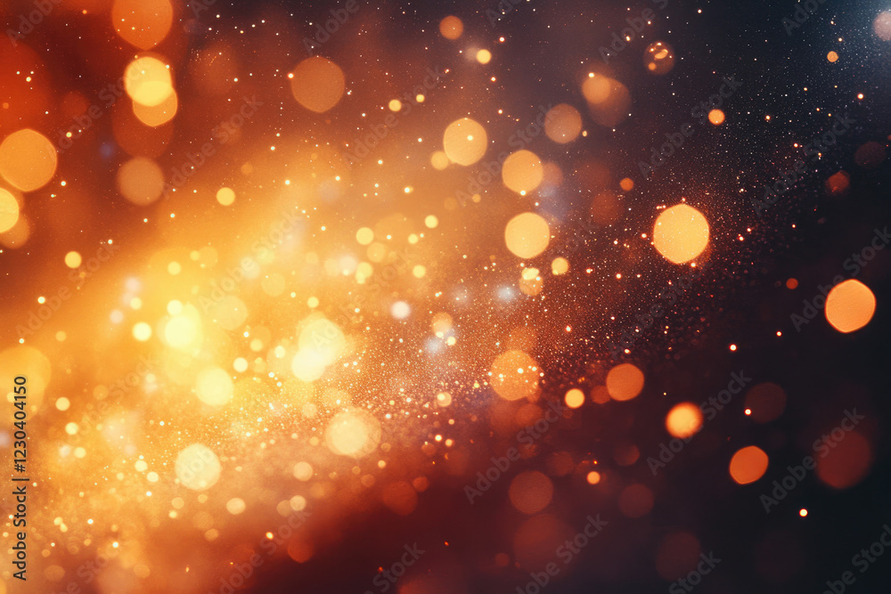 Poster Abstract background with warm, golden bokeh lights and sparkles, creating a festive and luxurious feel.