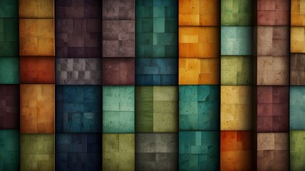 abstract tiled designs in a range of colors.