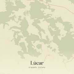Retro Spanish map of L�car, Andaluc�a. Vintage street map.