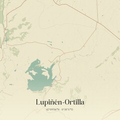 Retro Spanish map of Lupi��n-Ortilla, Arag�n. Vintage street map.