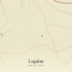 Retro Spanish map of Lupi�n, Andaluc�a. Vintage street map.