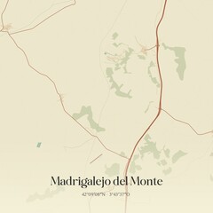 Fototapeta premium Retro Spanish map of Madrigalejo del Monte, Castilla y Le�n. Vintage street map.