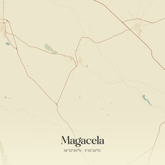 Retro Spanish map of Magacela, Extremadura. Vintage street map.
