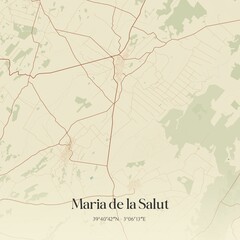 Retro Spanish map of Maria de la Salut, Islas Baleares. Vintage street map.