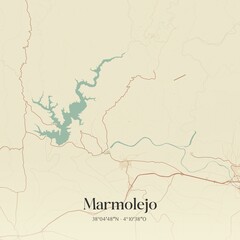 Retro Spanish map of Marmolejo, Andaluc�a. Vintage street map.