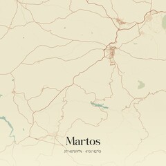 Retro Spanish map of Martos, Andaluc�a. Vintage street map.