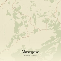 Obraz premium Retro Spanish map of Masegoso, Castilla-La Mancha. Vintage street map.