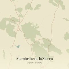 Obraz premium Retro Spanish map of Membribe de la Sierra, Castilla y Le�n. Vintage street map.