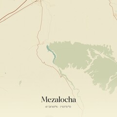 Retro Spanish map of Mezalocha, Arag�n. Vintage street map.