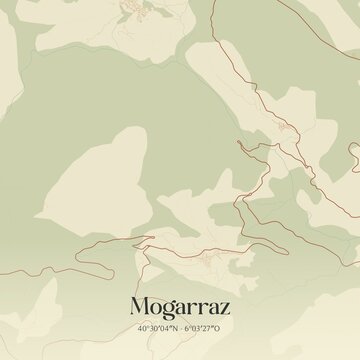 Retro Spanish map of Mogarraz, Castilla y Le�n. Vintage street map.