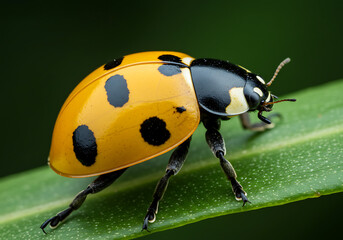 Fototapeta premium Ladybug on leaf stand .