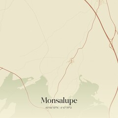 Fototapeta premium Retro Spanish map of Monsalupe, Castilla y Le�n. Vintage street map.