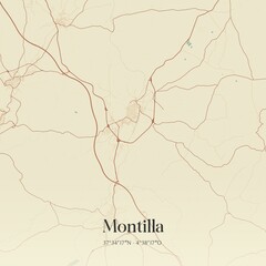 Fototapeta premium Retro Spanish map of Montilla, Andaluc�a. Vintage street map.